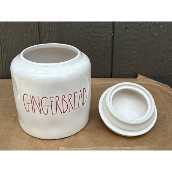 Rae Dunn Gingerbread Cookie Jar Ceramic Canister Fitted Lid Christmas Holiday - Picture 6 of 14